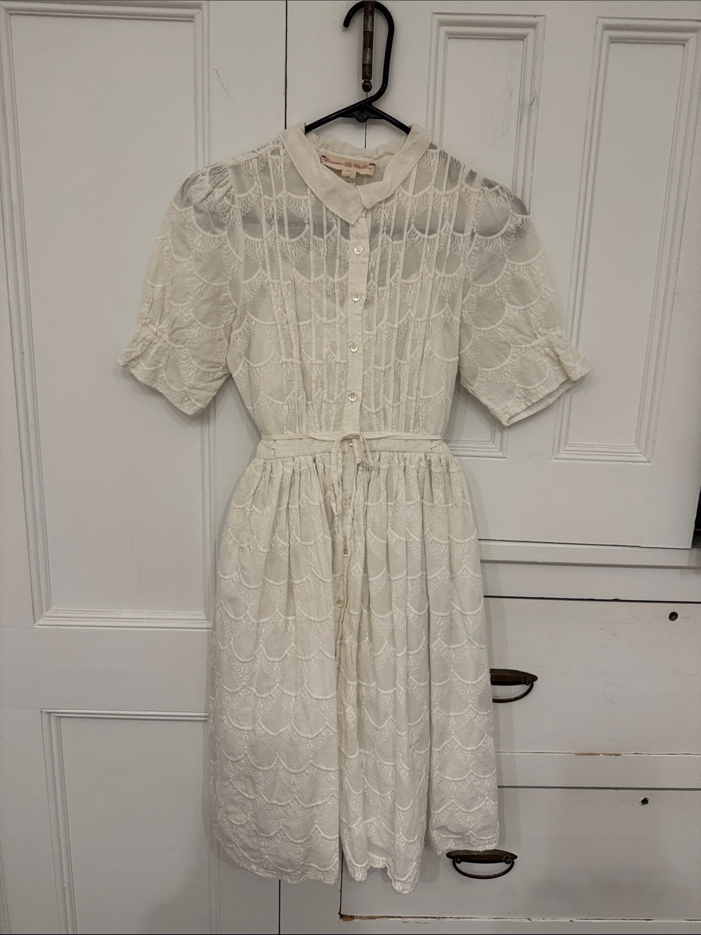 VINTAGE CREAM LACE BUTTON UP DRESS SZ 0